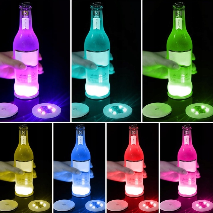 Podstawka Naklejka LED pod Butelkę Szklankę Kubek Zestaw 10 szt.