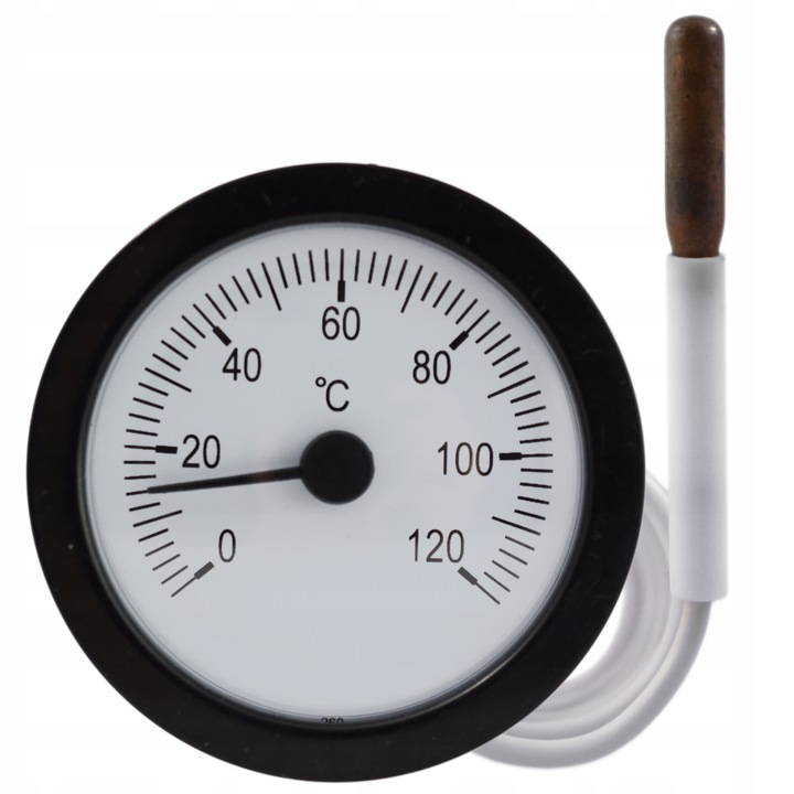 TERMOMETR TARCZOWY Z SONDĄ do pieca kotła 0-120C