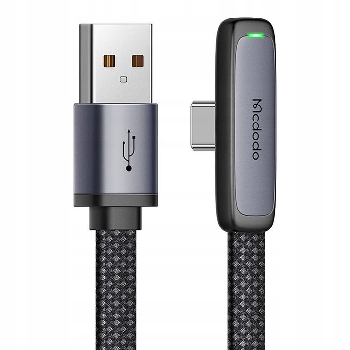 MCDODO KABEL USB-C KĄTOWY SZYBKIE ŁADOWANIE USB TYP C 6A 100W CZARNY 2M