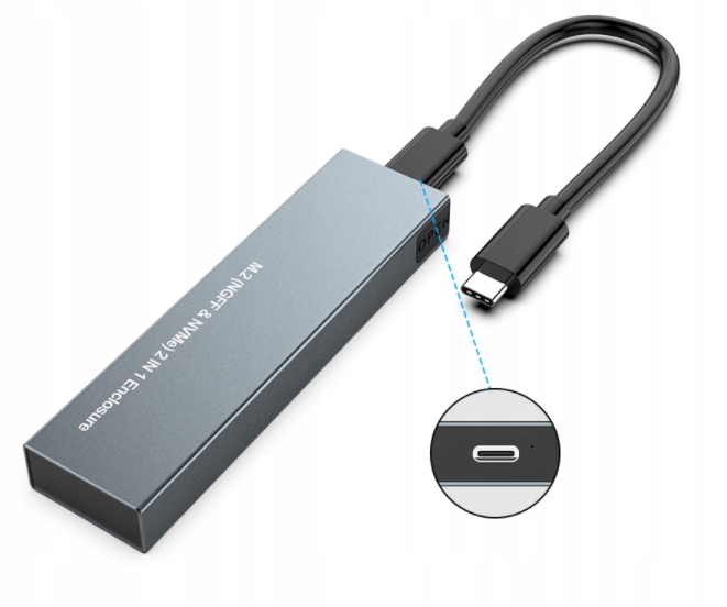 Obudowa na dysk SSD NVME/SATA PCIe M.2 USB-C Gen2 Kieszeń Adapter dysku M2