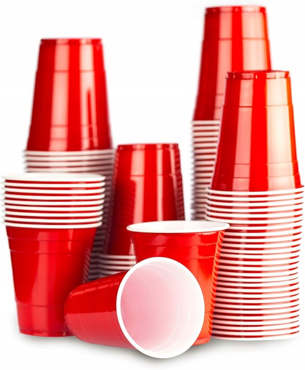 KUBKI czerwone AMERYKAŃSKIE BEER PONG PLASTIKOWE 473ml PS PARTY 0,4l