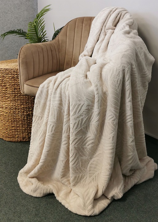 KOC GRUBY NA PREZENT TŁOCZONY WZÓR NARZUTA DLA CÓRKI 150x200 BEŻOWY