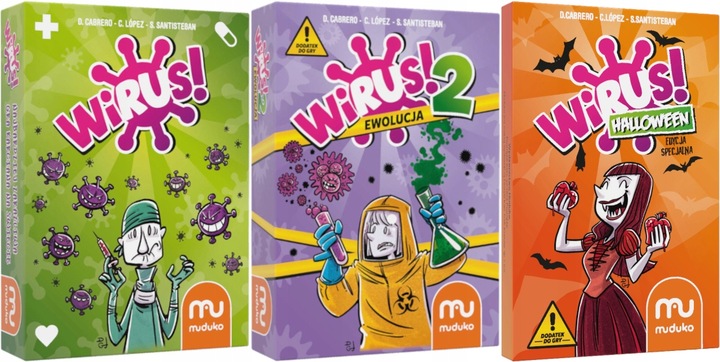 Wirus! + Wirus! 2: Ewolucja + Wirus Halloween - gra karciana Muduko