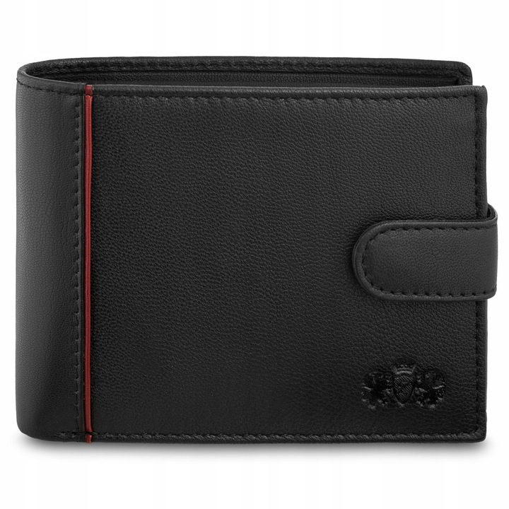 Portfel męski skórzany czarny poziomy skóra naturalna ochrona RFID