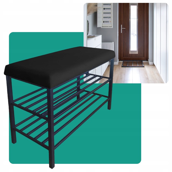 Szafka SMART na buty Regał Półka stelaż czarny MG19 z siedziskiem