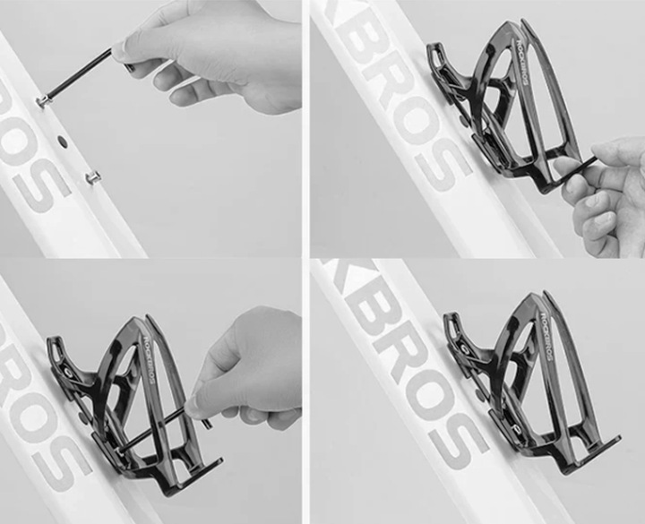 KOSZYK BIDONU ROWEROWY UCHWYT NA BIDON ROWER LEKKI CZARNY + ŚRUBY i IMBUS