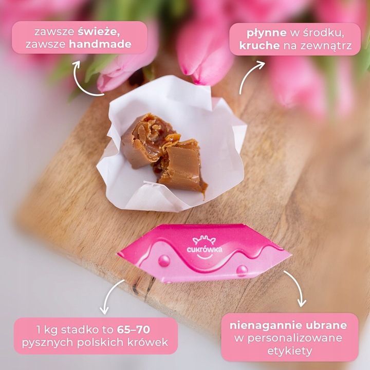 KRÓWKI PERSONALIZOWANE WESELE ŚLUB ROCZNICA 1 KG Podziękowanie dla Gości