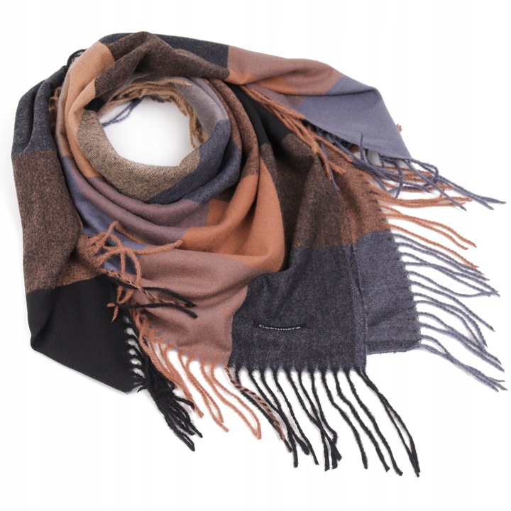 CHUSTA DAMSKA W KRATKĘ KRATA brązowa