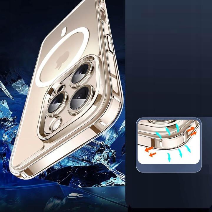 Etui do iPHONE 16 PRO MAX WZMACNIANE 360° SHOCK CLEAR CASE do MagSafe+SZKŁO