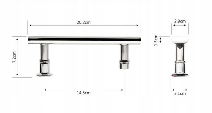 UCHWYT KLAMKA RĄCZKA DO KABINY PRYSZNICOWEJ SOLIDNY 14,5 cm METALOWY 145 mm