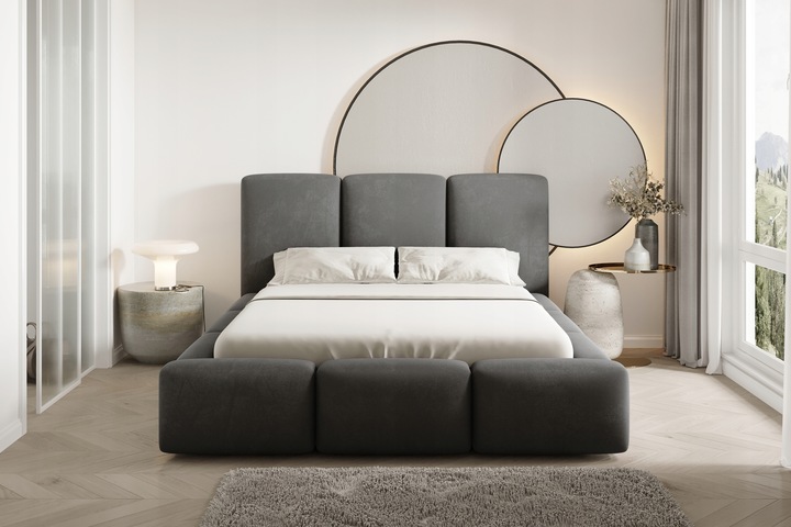 Łóżko Tapicerowane Bubble 180x200 z Pojemnikiem Stelaż Podnoszony