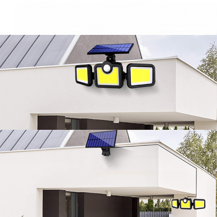 MOCNA LAMPA SOLARNA 3w1 LED COB OSOBNY PANEL CZUJNIK RUCHU ZMIERZCHU