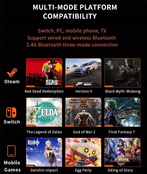 Bezprzewodowy Kontroler Pad Do Gier LENOVO S02 Czarny PC Android iOS Switch