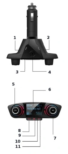 TRANSMITER FM BLUETOOTH 5.0 USB MULTIMEDIALNY 8w1