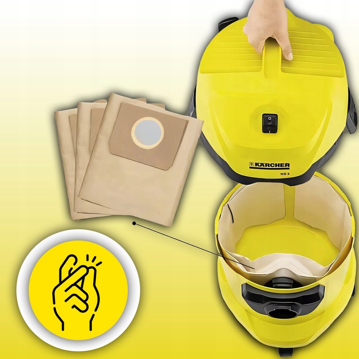 10X WORKI + FILTR DO ODKURZACZA KARCHER WD3 MV3 WD2 SE 4001 K2000 PAPIEROWE