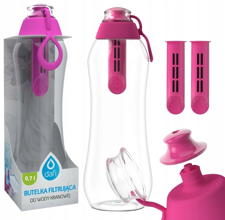 Butelka filtrująca + 2 filtry Dafi 0,7 L Różowa