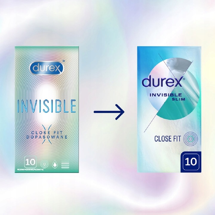 Prezerwatywy DUREX INVISIBLE CLOSE FIT cienkie ściśle dopasowane 10