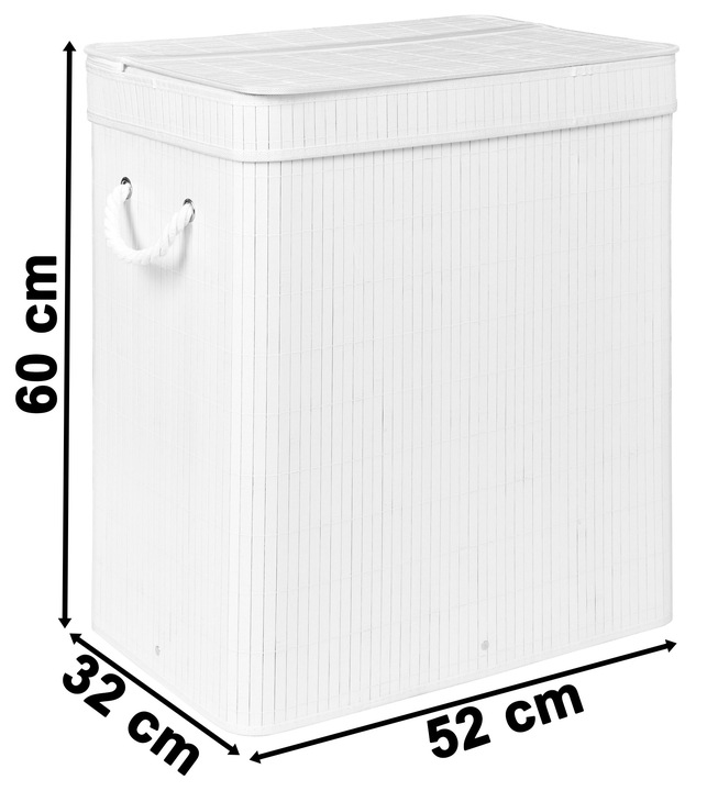 KOSZ BAMBUSOWY NA PRANIE BIELIZNĘ DWUKOMOROWY POJEMNIK ORGANIZER 100L