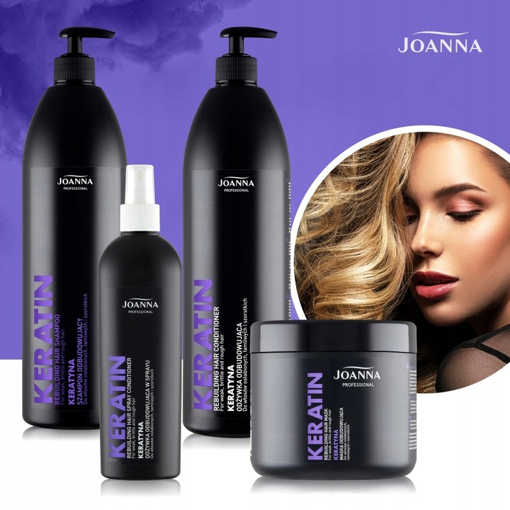 JOANNA Professional Keratin szampon do włosów odbudowujący z keratyną