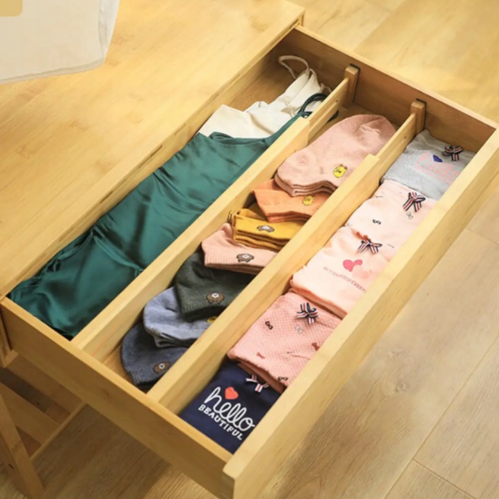 Przegrody do szuflad rozsuwane bambusowe organizer separator