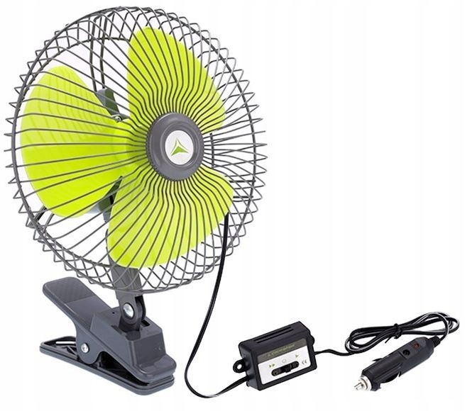 WENTYLATOR WIATRAK SAMOCHODOWY Z KLIPSEM 12V 20CM DO SAMOCHODU AUTA BUSA
