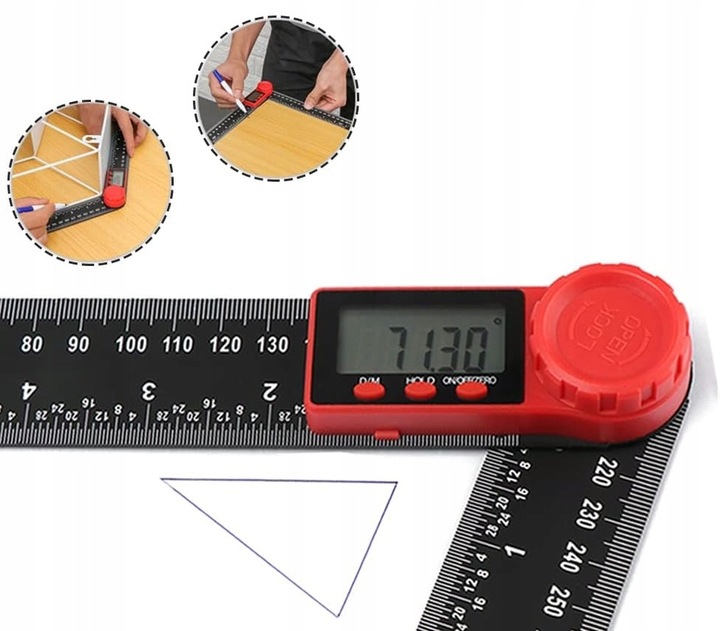 KĄTOMIERZ ELEKTRONICZNY CYFROWY 200MM 360° SOLIDNY