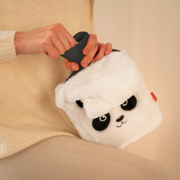 SOXO termofor pluszowy miś panda 1,8L na wodę w pokrowcu prezent dla niej