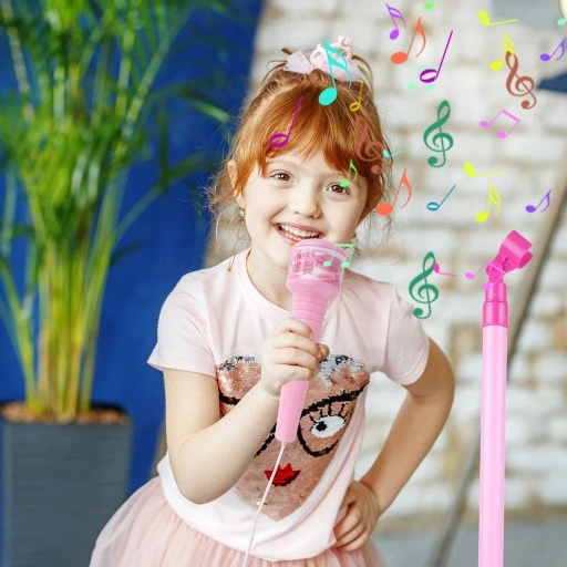 GITARA ELEKTRYCZNA ROCKOWA Z MIKROFONEM NA STATYWIE KARAOKE DLA DZIECI