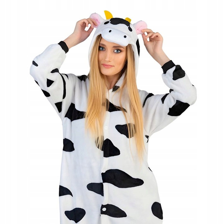 Piżama Onesie Kigurumi Kostium Przebranie Krowa XL: 175-185cm