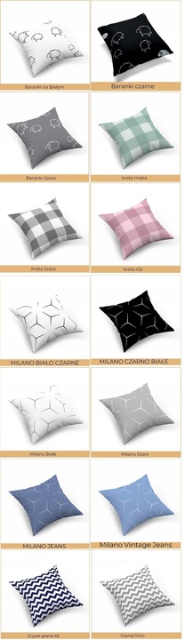 Zestaw 4 poszewek na poduszki, jaśki, 40x40 cm, 100% bawełna, mix