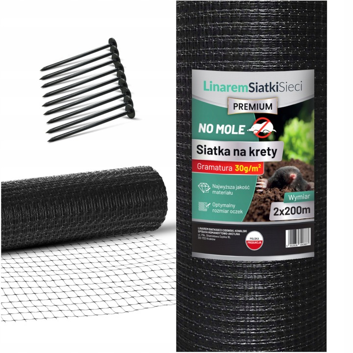 SIATKA NA KRETY 2x200m POLSKA 30g POD TRAWNIK PRZECIW KRETOM NORNICE