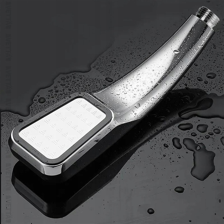 ZESTAW PRYSZNICOWY słuchawka wąż uchwyt srebrna CIŚNIENIE OSZCZĘDNA