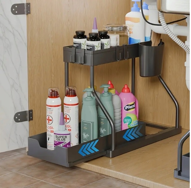 ORGANIZER POD ZLEW 2 POZIOMOWY WYSUWANA PÓŁKA STOJAK REGAŁ DO KUCHNI