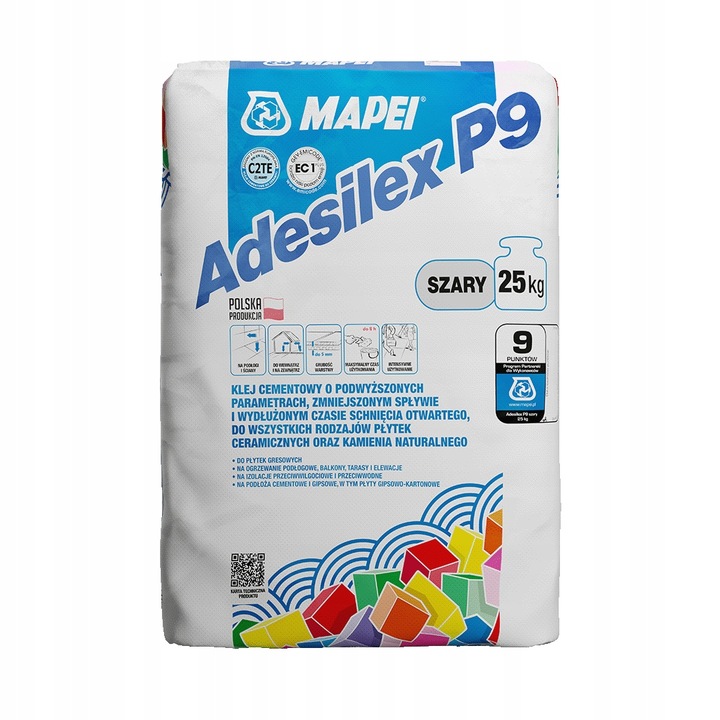 MAPEI ADESILEX P9 Zaprawa klejowa KLEJ DO PŁYTEK SZARY UNIWERSALNY 25 kg