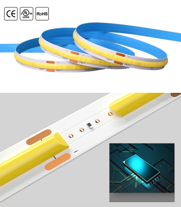 Taśma LED COB 12V 5M rolki NEON linia biała ciepła 3000k 900lm/m 10W