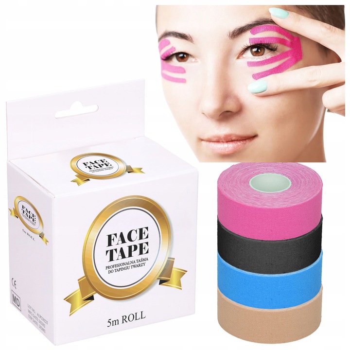 4x FACE TAPE TEJPY DO TAPINGU TWARZY TAŚMA KINEZJOLOGICZNA PLASTRY 2,5