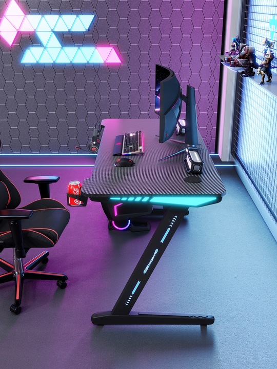 Biurko Gamingowe Komputerowe Stół dla Gracza Nowoczesne LED 120 cm