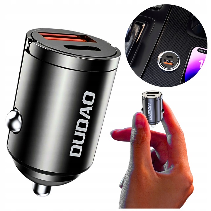 ŁADOWARKA SAMOCHODOWA USB C SZYBKA PD 48W MAŁA SAMOCHODOWA ZAPALNICZKA USB