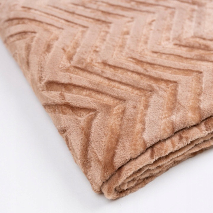 CIEPŁY KOC OZDOBNY NARZUTA NA ŁÓŻKO PREZENT PLED 200X220 CM BRĄZOWY WZÓR