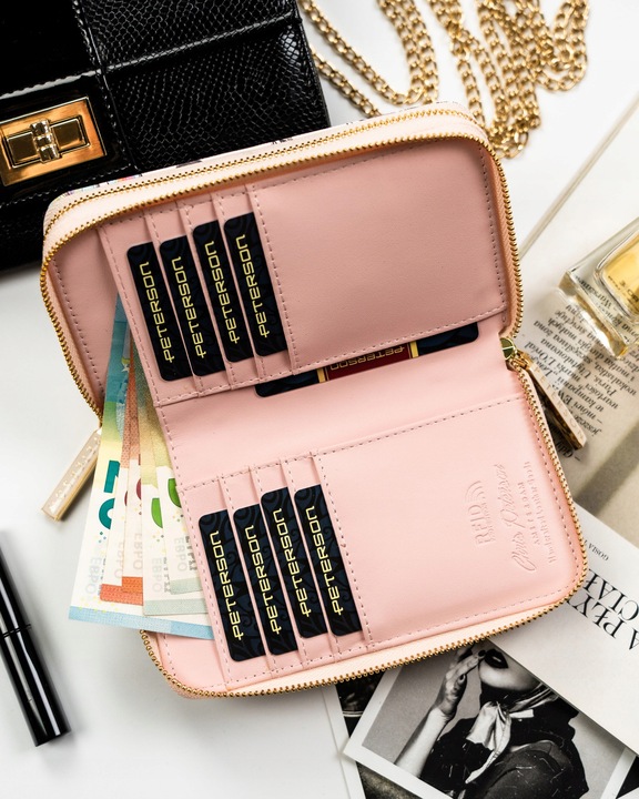 Portfel Peterson z eko skóry damski prezent na dzień matki pojemny z RFID