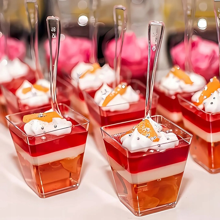PUCHARKI KWADRATOWE DO DESERÓW 120ml 50szt NA PRZEKĄSKI DESERY POJEMNIKI