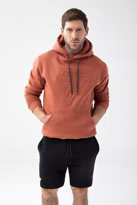 Brązowa męska bluza z kapturem BASIC HOODIE 150 T BROWN rozmiar S