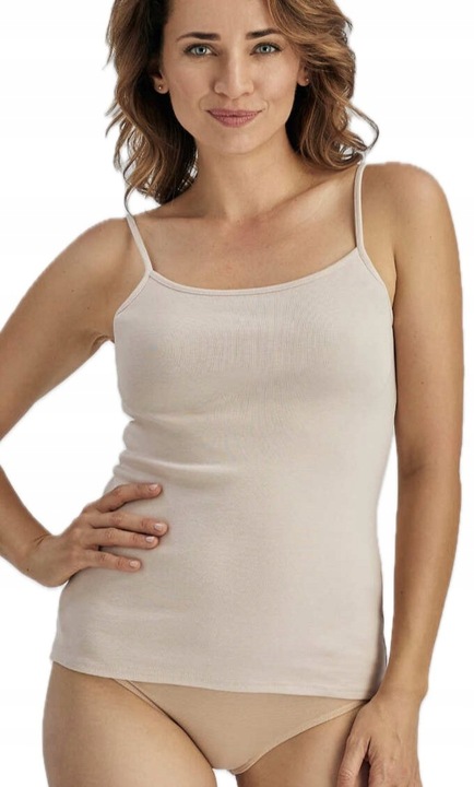 WADIMA 10247 KOSZULKA TOP wąskie RAMIĄCZKA BAWEŁNA cielista beż S/36