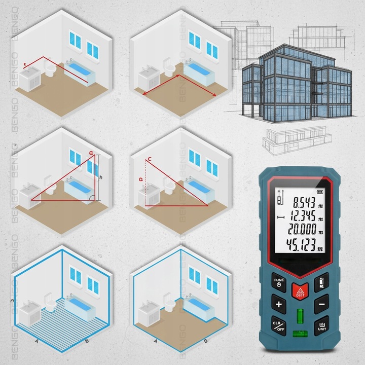 DALMIERZ LASEROWY POZIOMICA MIERNIK ODLEGŁOŚCI CYFROWY KĄTOMIERZ