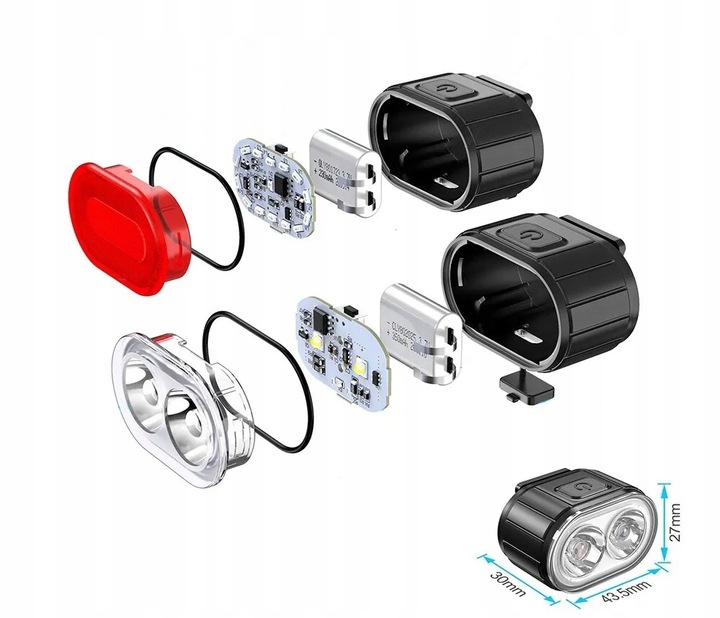 LAMPKA ROWEROWA PRZÓD TYŁ NA KIEROWNICĘ WODOODPORNE LED USB AKU
