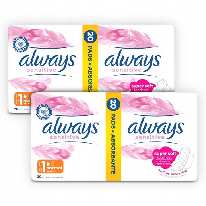 Zestaw Always Podpaski ze skrzydełkami Normal Sensitive rozm 1, 20