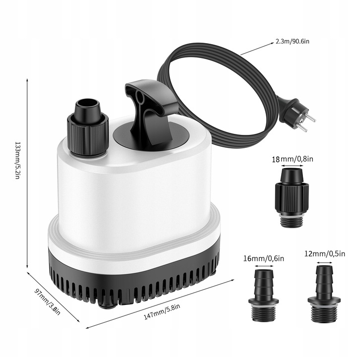 POMPA NISKIEGO ZANURZENIA 2500L/H 40W akwariowa Ultra cicha pompa staw