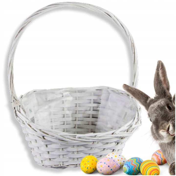 KOSZ PREZENTOWY DELIKATESOWY BIAŁY WIKLINOWY KOSZYK ŚLUB WESELE