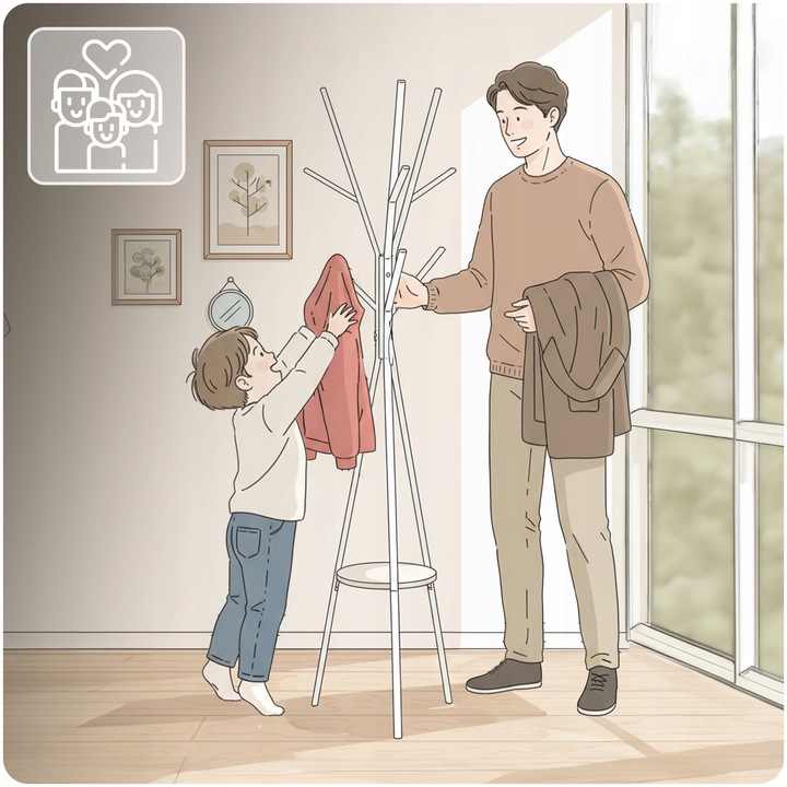 WIESZAK NA ODZIEŻ UBRANIA KURTKI STOJĄCY PODŁOGOWY PÓŁKA BIAŁY STOJAK