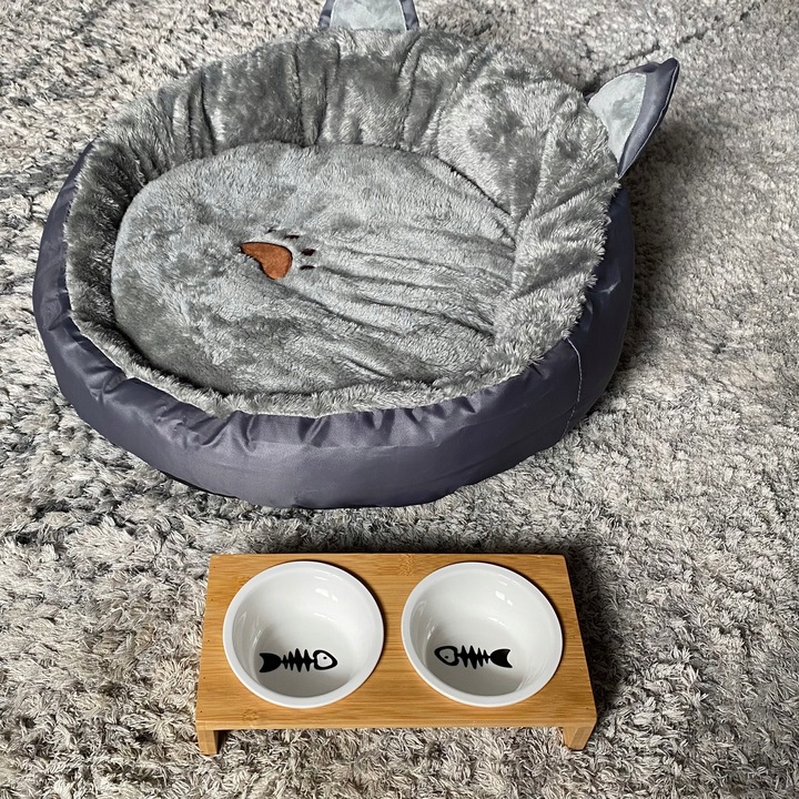 MISKA DLA KOTA PSA PODWÓJNA DREWNIANA METALOWA